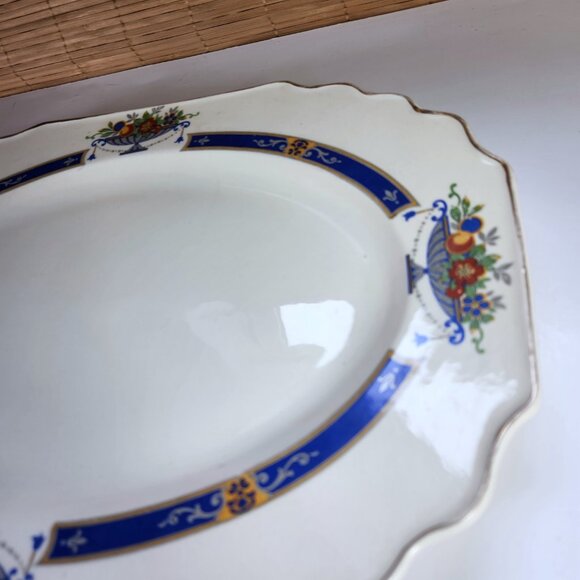 Myott Platter 14" MYO100 Fruit in Urn Blue Band Scalloped Staffordshire England - Picture 8 of 11